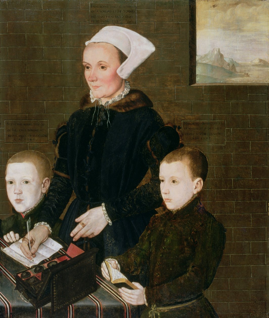 Alice Barnham et ses deux fils Martin et Steven, 1557 - English School