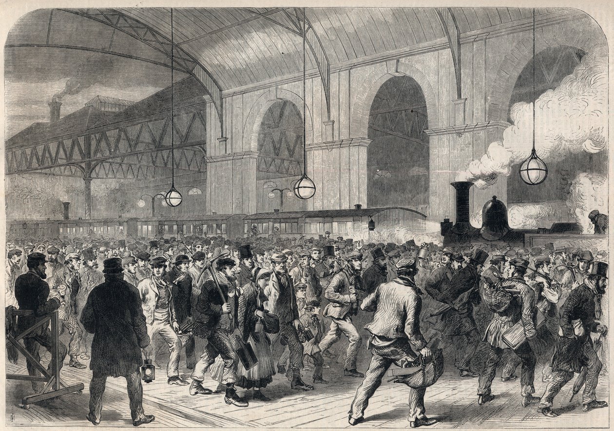 Arrivée du train des ouvriers à un sou à la gare Victoria à Londres - English School
