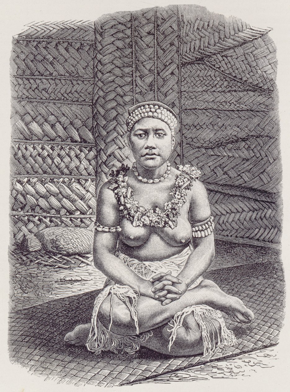 Épouse du chef de Papouasie, Samoa, de The History of Mankind, Vol.1, par Prof. Friedrich Ratzel, 1896 - English School