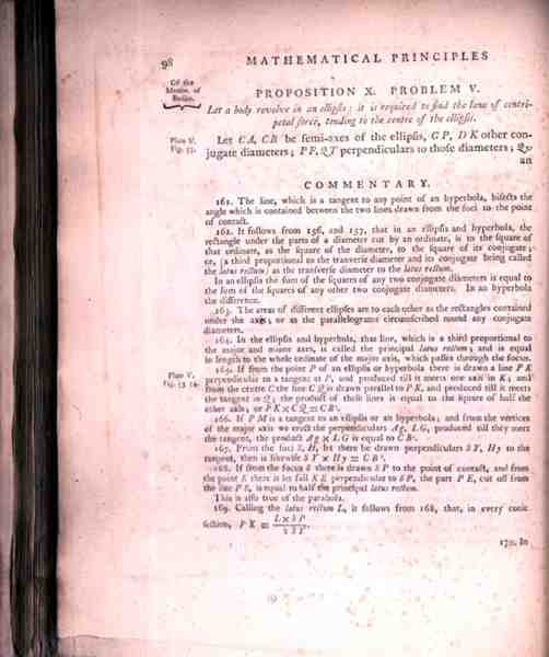 Proposition X Problème V du Volume I des Principes Mathématiques de la Philosophie Naturelle par Sir Isaac Newton (1642-1727) 1777 - English School