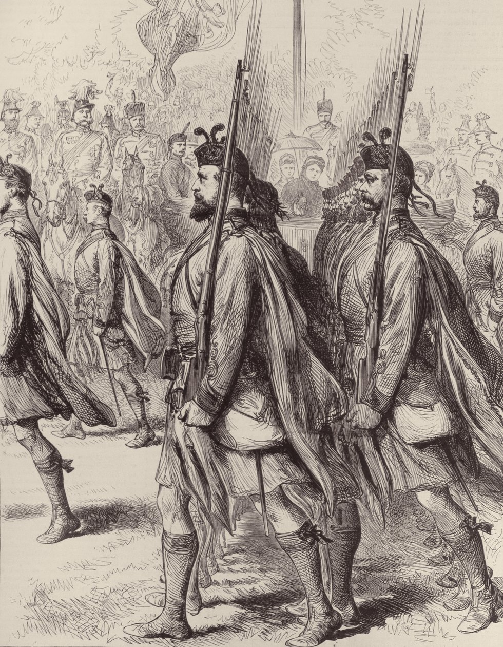 Les volontaires écossais de Londres, de The Illustrated London News, 7 septembre 1881 - English School