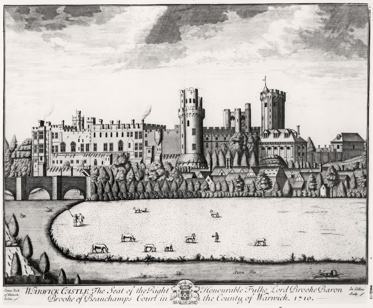 Château de Warwick, siège de Lord Brooke, Baron Brooke de Beauchamps Court, 1710 - English School