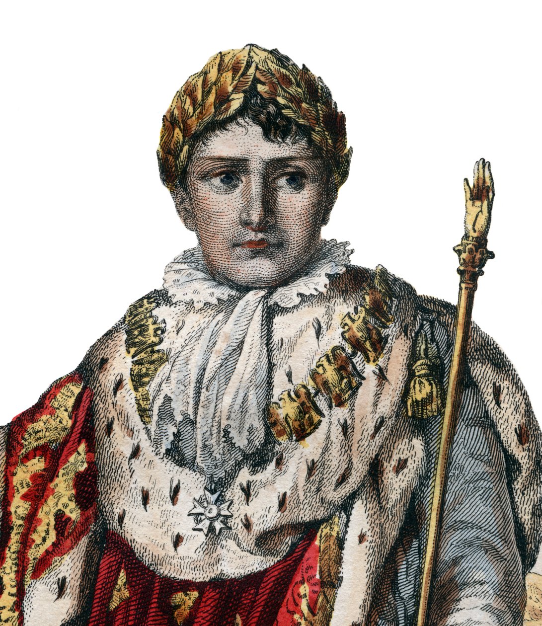 Portrait de Napoléon Ier (Napoléon Bonaparte) (1769-1821), empereur des Français, en habits impériaux - French School