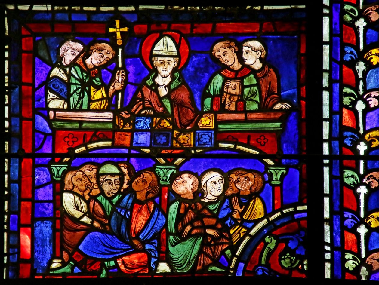 Prédication, scène de la vie de Saint Martin, cathédrale de Chartres - French School