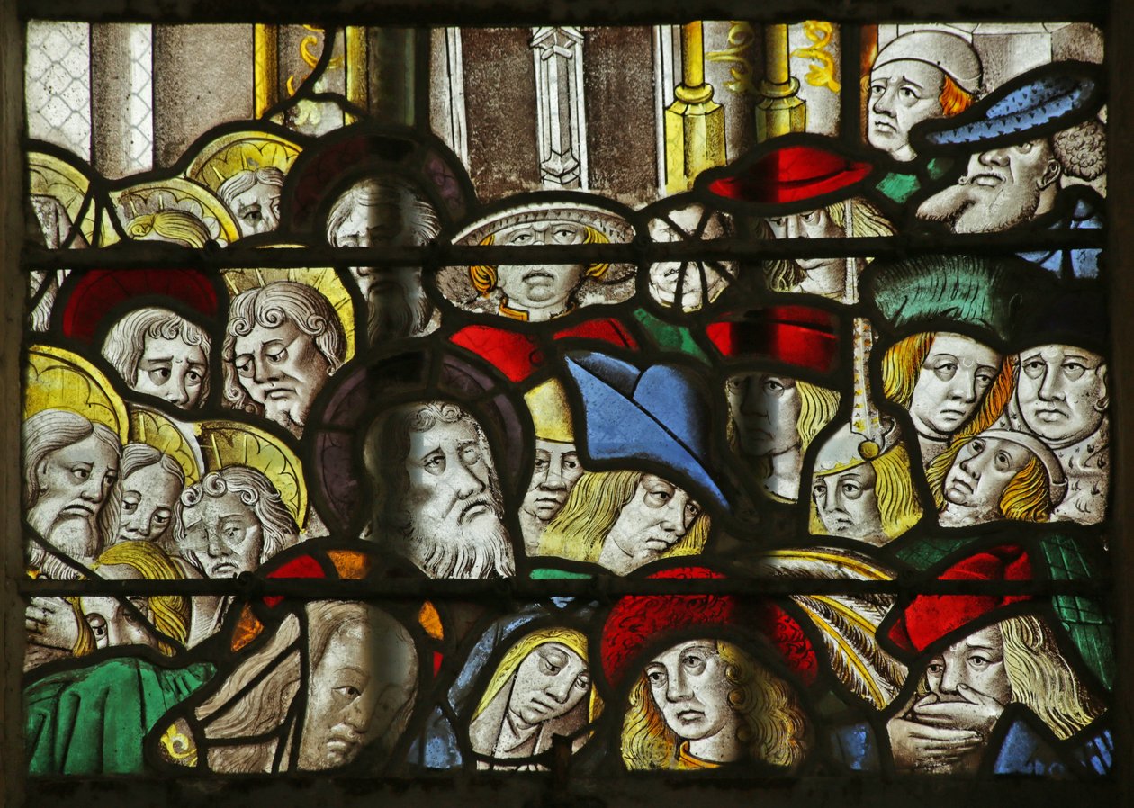 Fenêtre représentant la Foule à la Résurrection de Lazare - French School