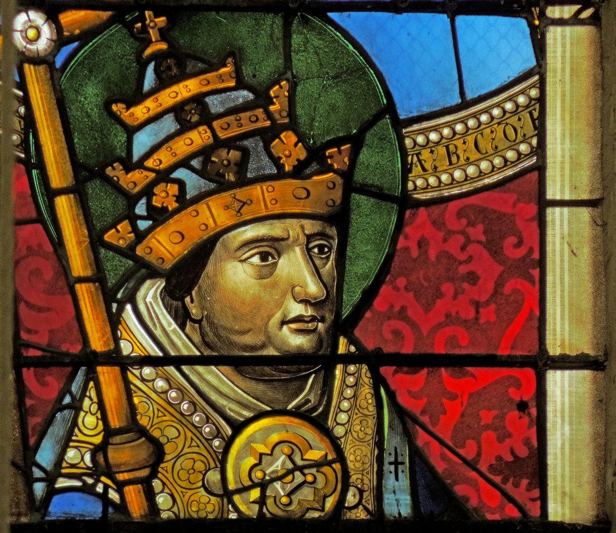 Vitrail représentant Saint Grégoire - French School