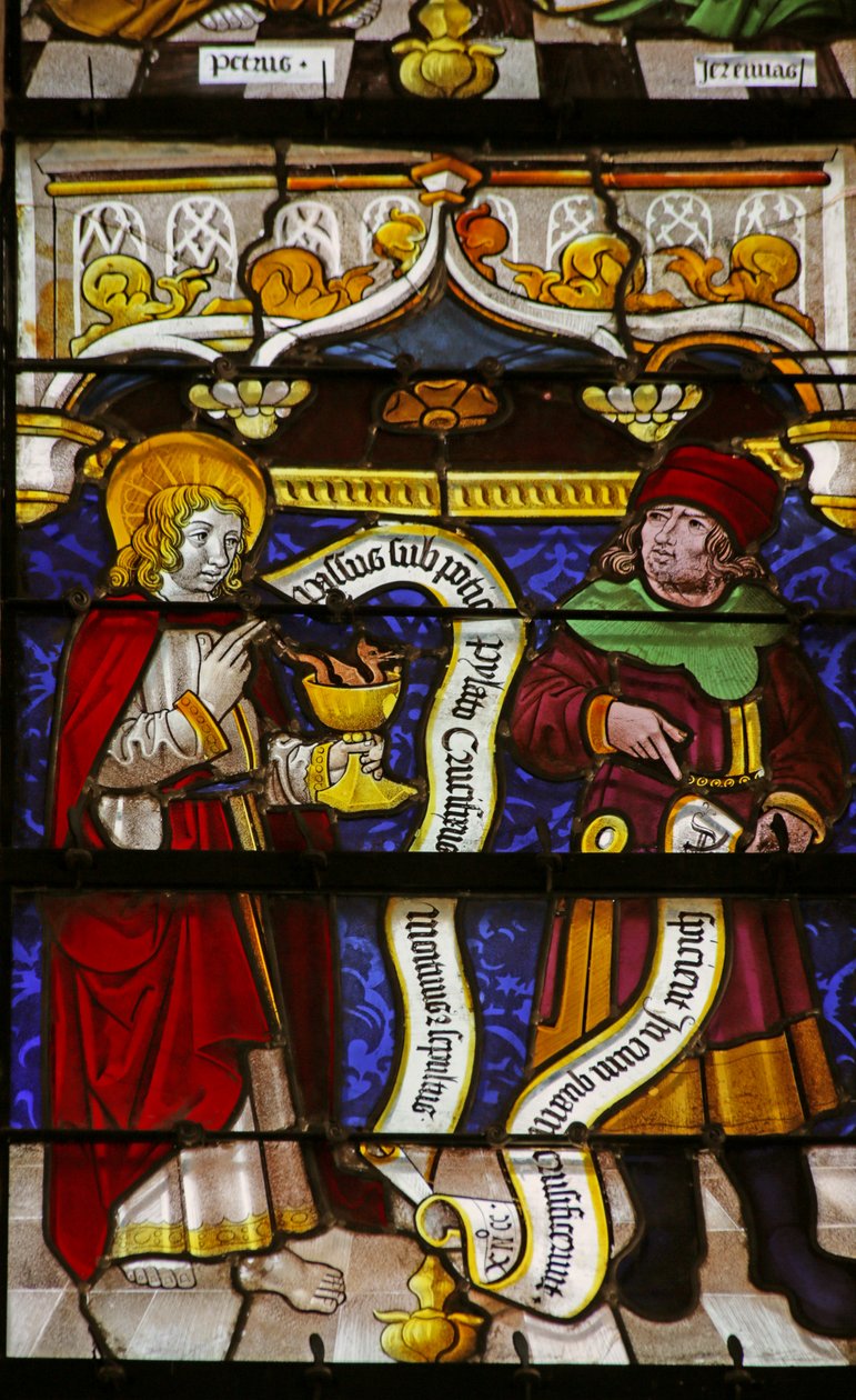 Vitrail représentant Saint Jean et le Prophète Zacharie - French School
