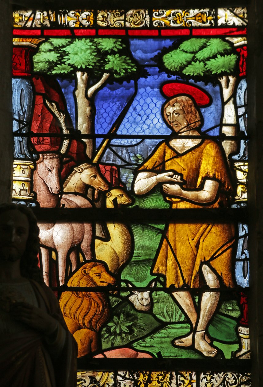 Vitrail représentant Saint Jean-Baptiste dans le désert - French School