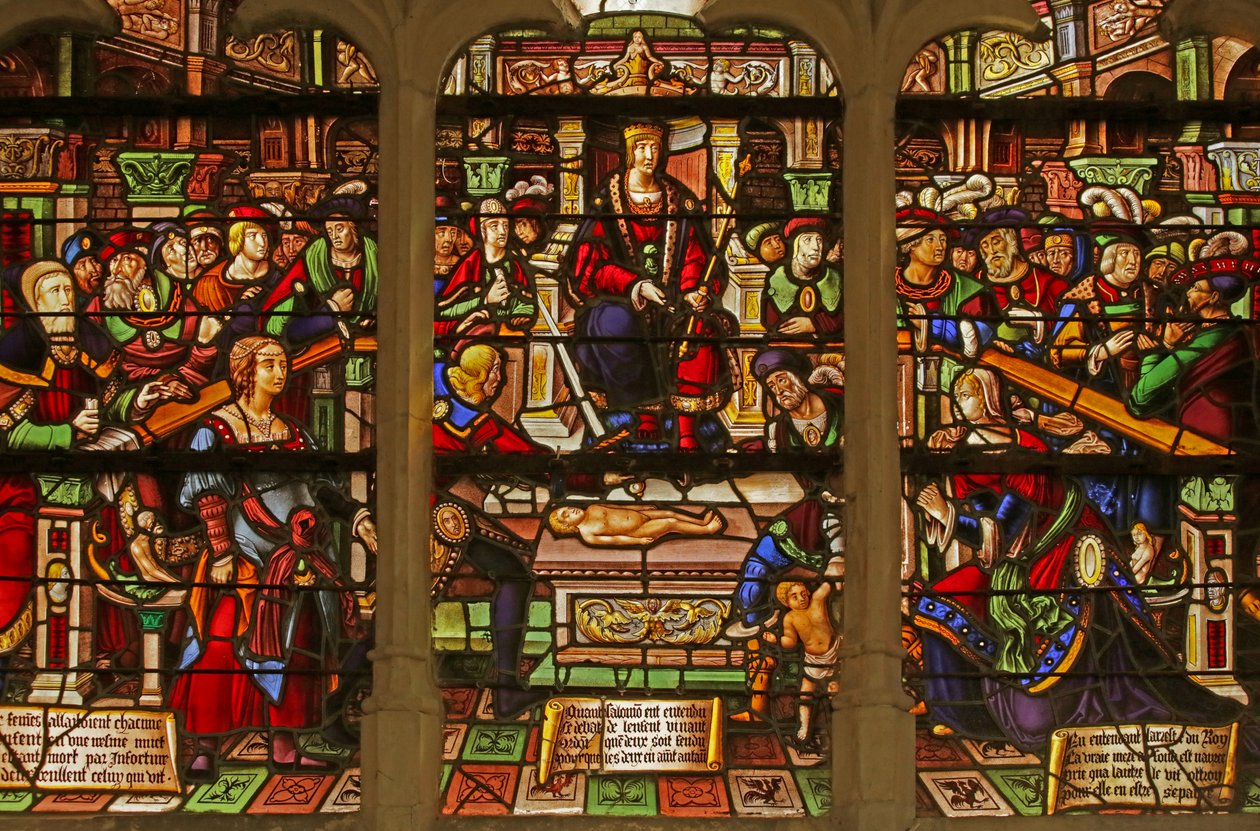 Vitrail représentant le Jugement de Salomon - French School
