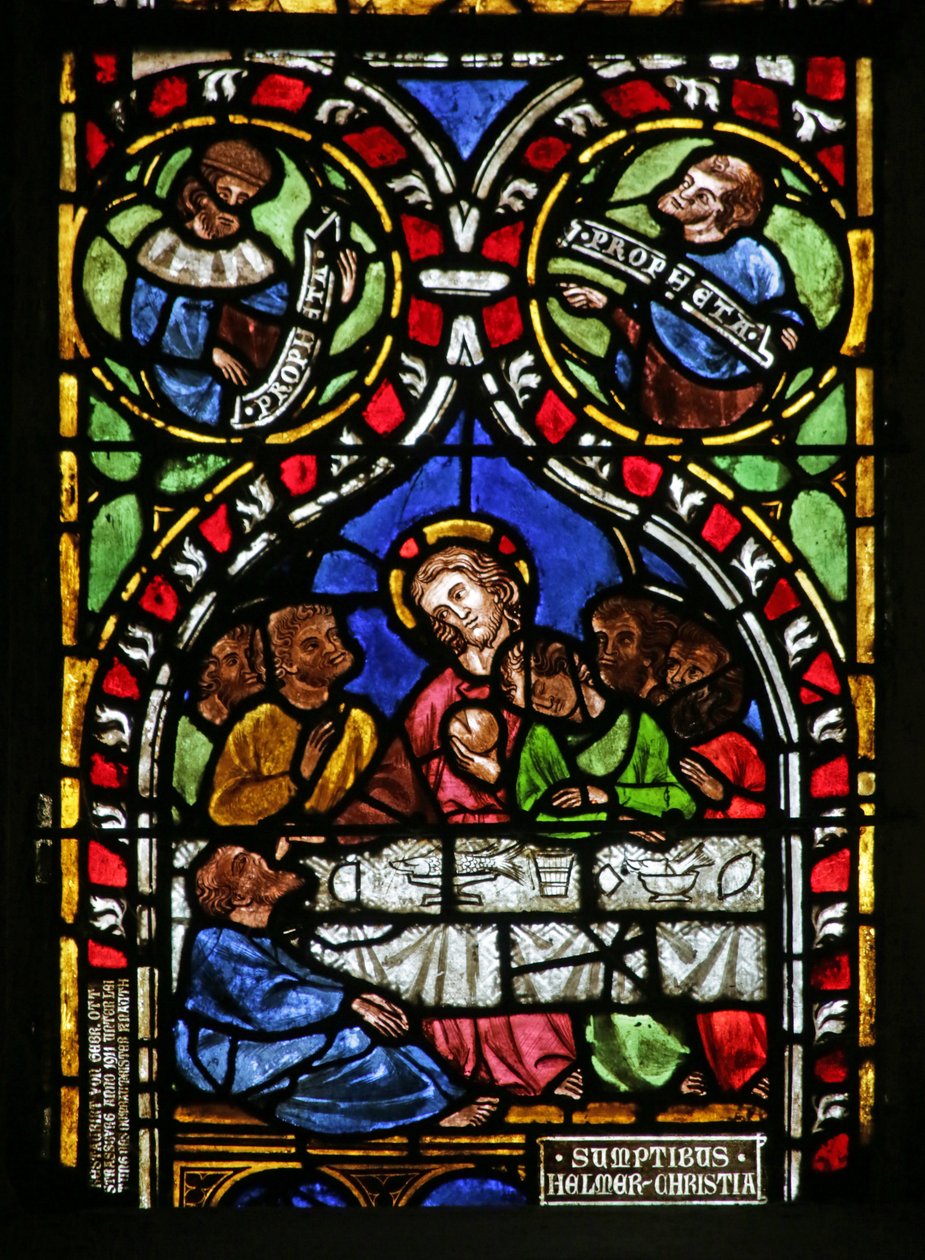 Vitrail représentant la Cène - French School