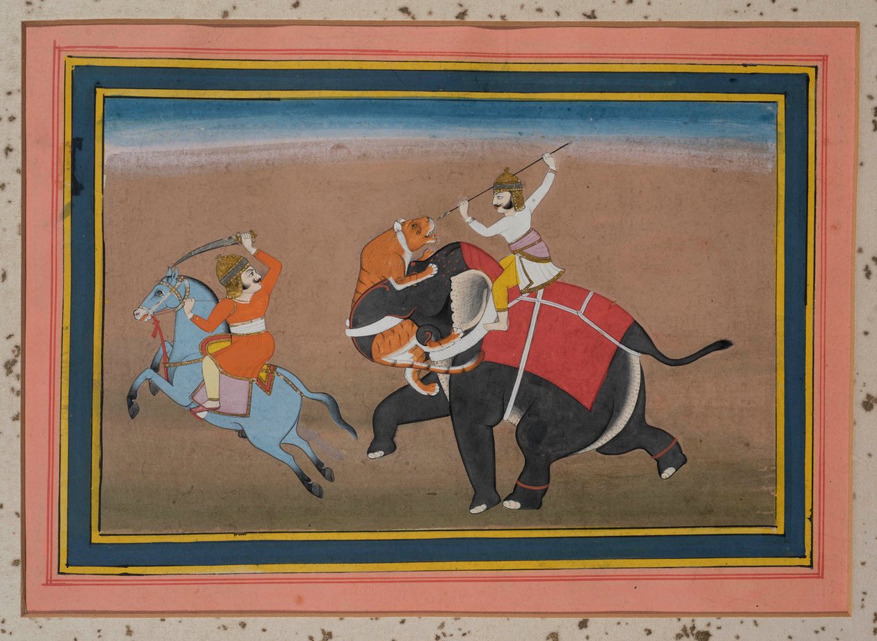 Tigre attaquant un éléphant - Indian School