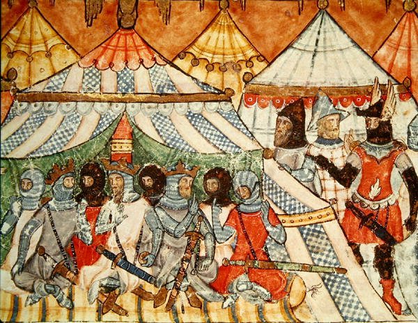 Calchas persuadant les Grecs de ne pas marcher sur Troie, du Codex Benito Santa Mora - Spanish School