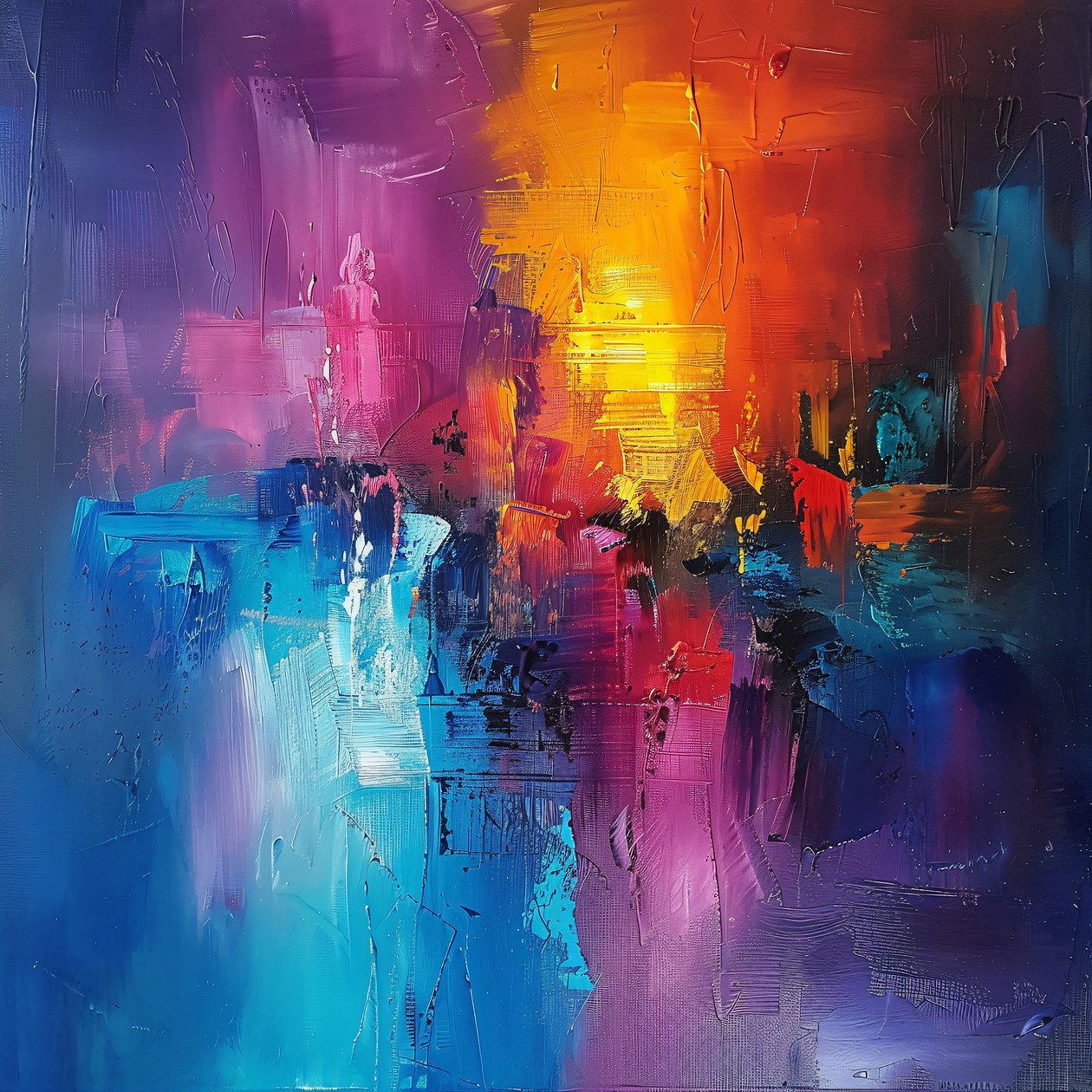 Art abstrait avec des couleurs de peinture acrylique pour impressions murales encadrées - F. Abderrahim