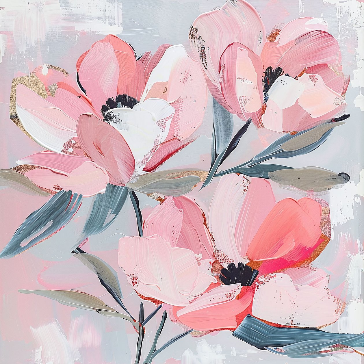 Fleurs de neige roses abstraites - F. Abderrahim