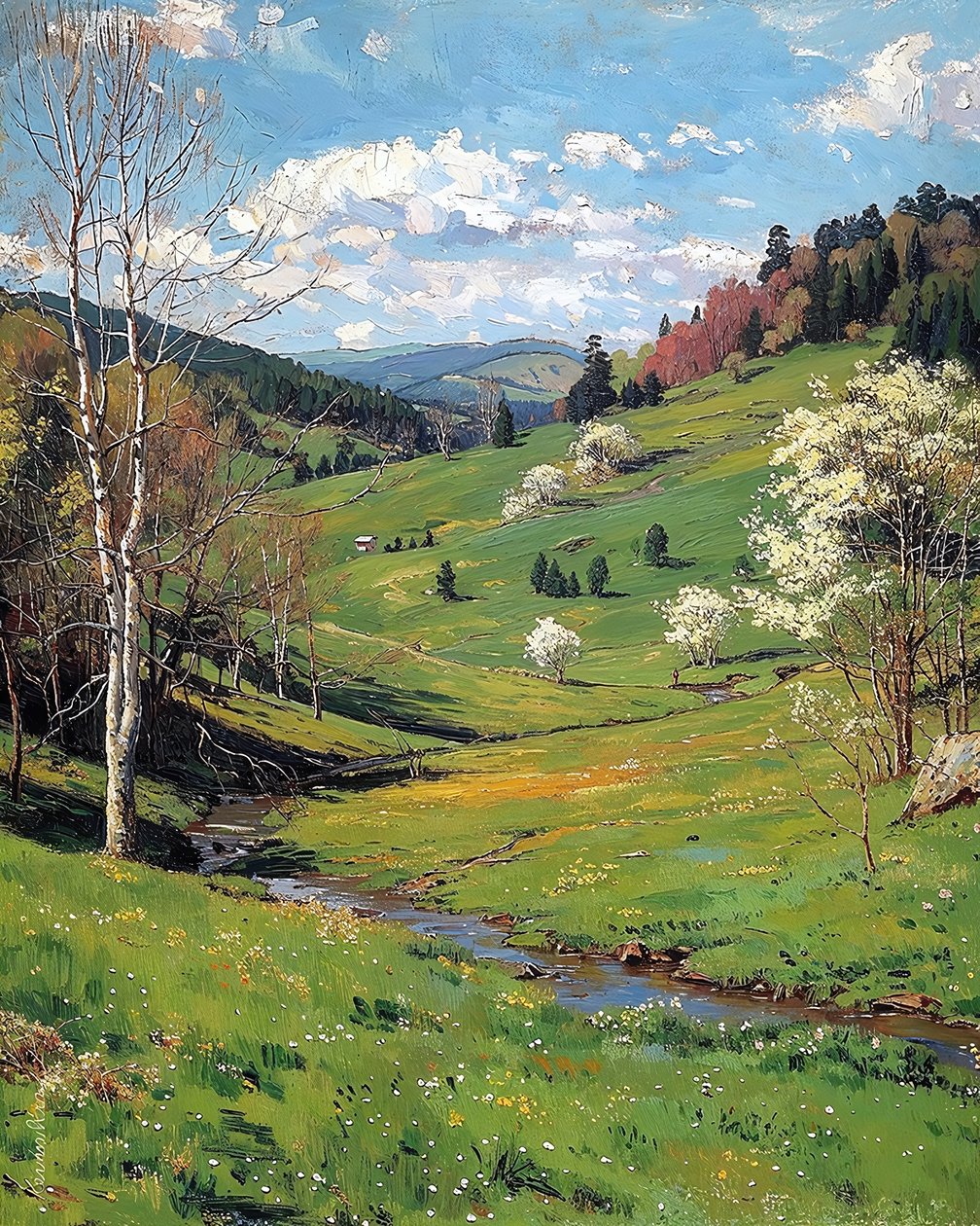 beaux paysages, plateaux verts au printemps, décoration murale que vous allez adorer - F. Abderrahim