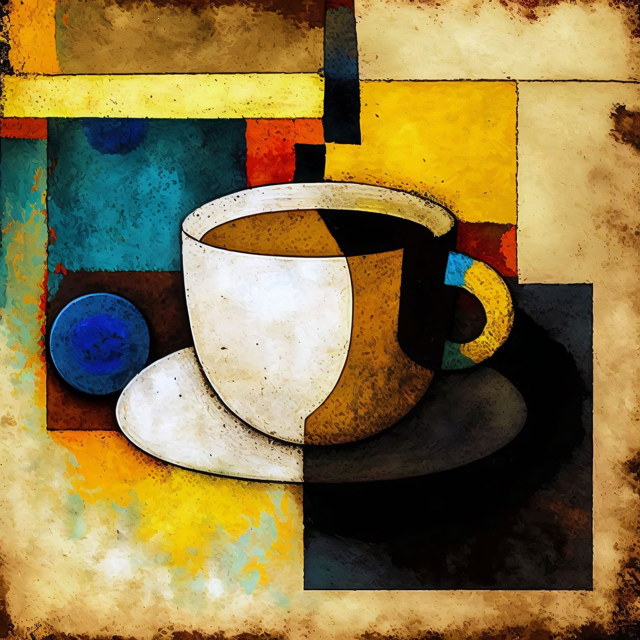 Peinture de café dans le style de Kazimir, impression sur toile à la demande - F. Abderrahim