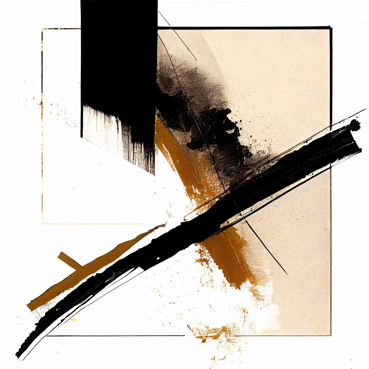 Black  Beige Diagonal Strokes Wall Art, impression sur toile à la demande - F. Abderrahim
