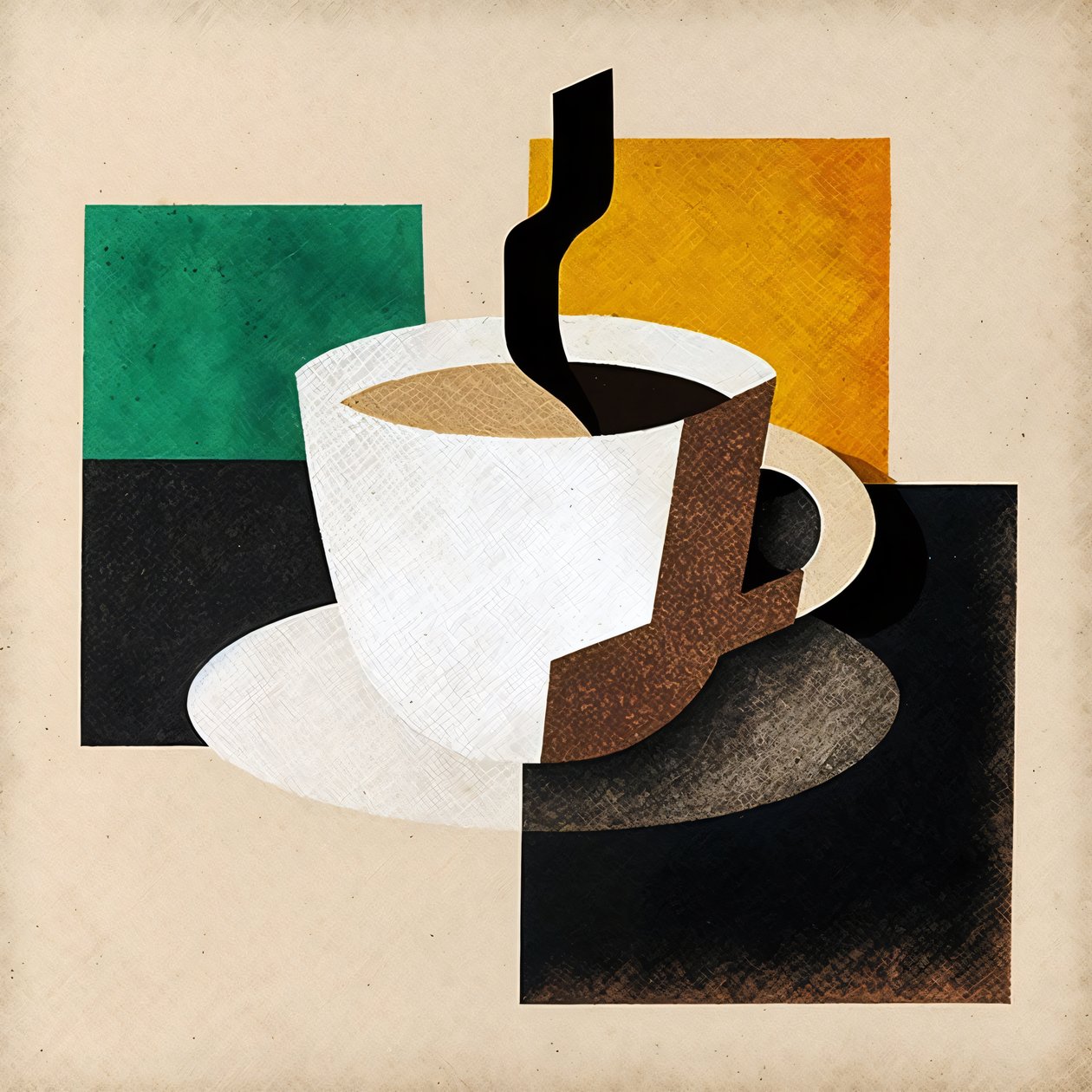 Café Boho, Art Minimaliste, Décoration de cuisine, impression sur toile encadrée sur demande - F. Abderrahim