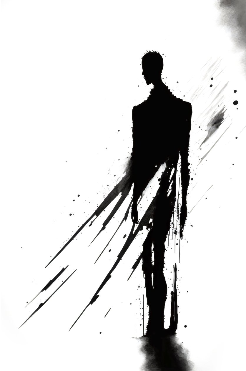 Solitude pauvreté dépression Abstrait, Art noir et blanc, décorations murales - F. Abderrahim