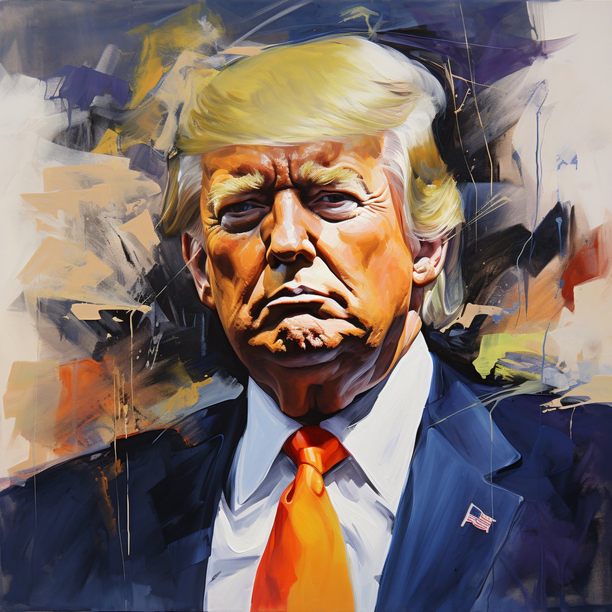 Peinture acrylique Donald Trump, art mural contemporain, décoration murale pour le bureau - F. Abderrahim