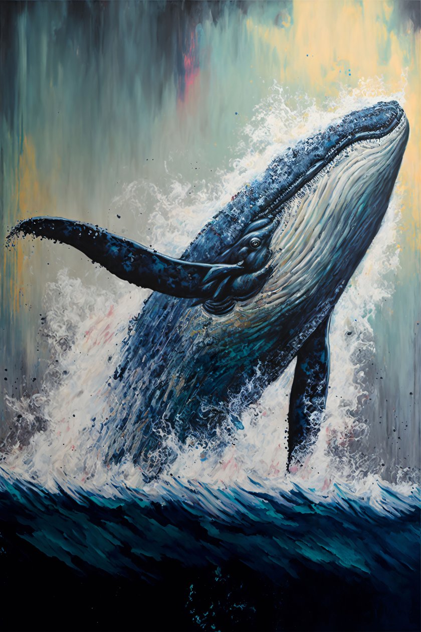 baleine à bosse abstraite en train de se battre, art mural | impression sur demande - F. Abderrahim