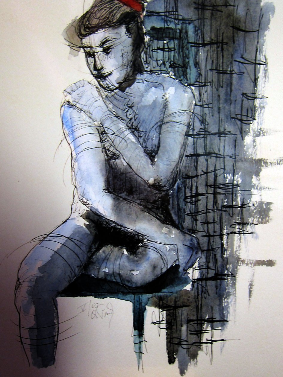 Akt in blau - Christian Piecuch