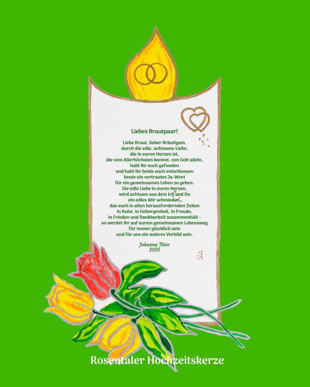 Bougie de mariage Rosentaler - Johanna Thier