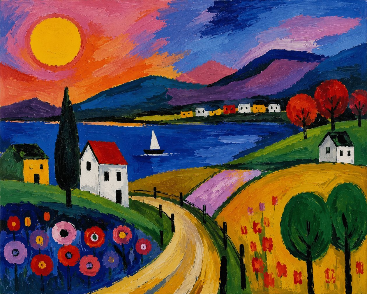 La magie des couleurs au bord du lac. Un paysage de rêve à la lumière du soir - Nomi Morina