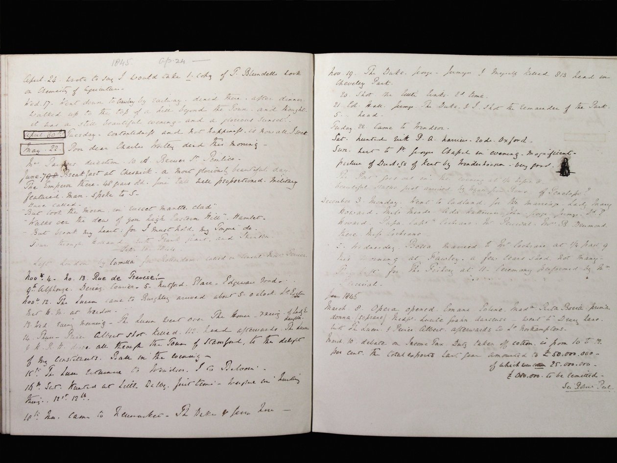 Extrait du journal du marquis de Granby, 24 avril 1845 - Charles Manners, 6th Duke of Rutland