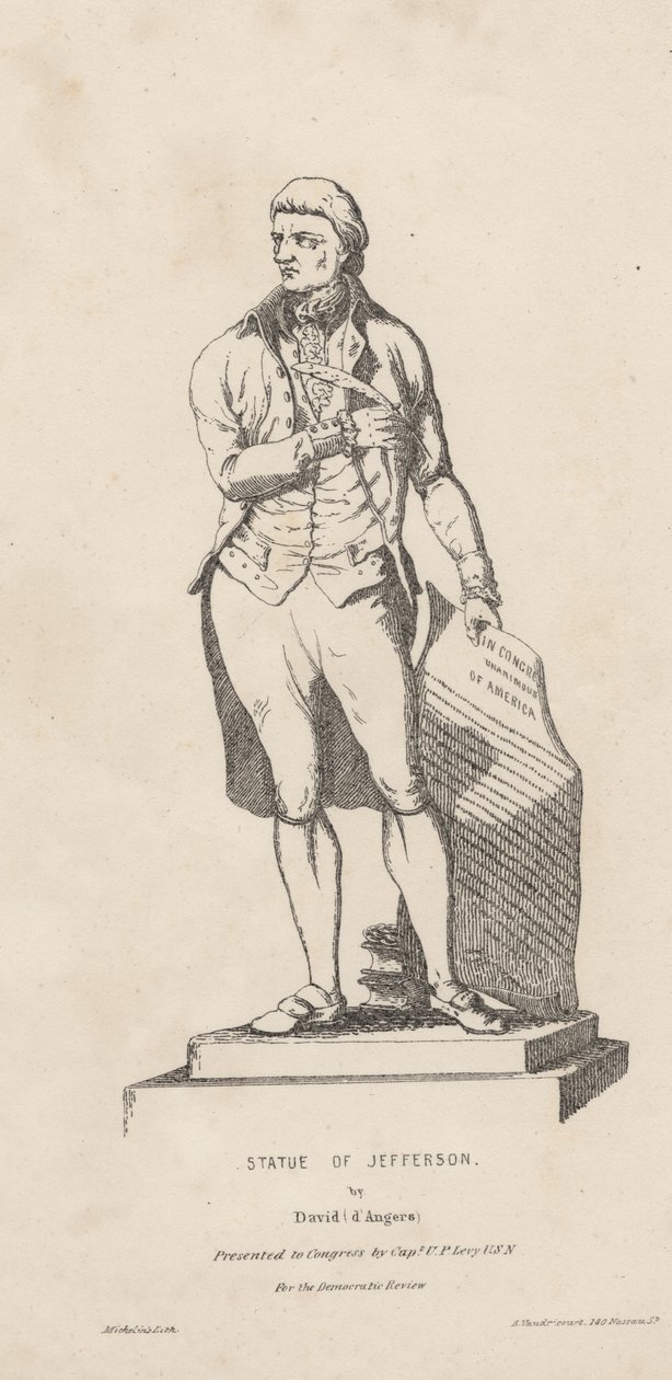 Statue de Jefferson, lithographie par David Michelin - A. de Vaudricourt