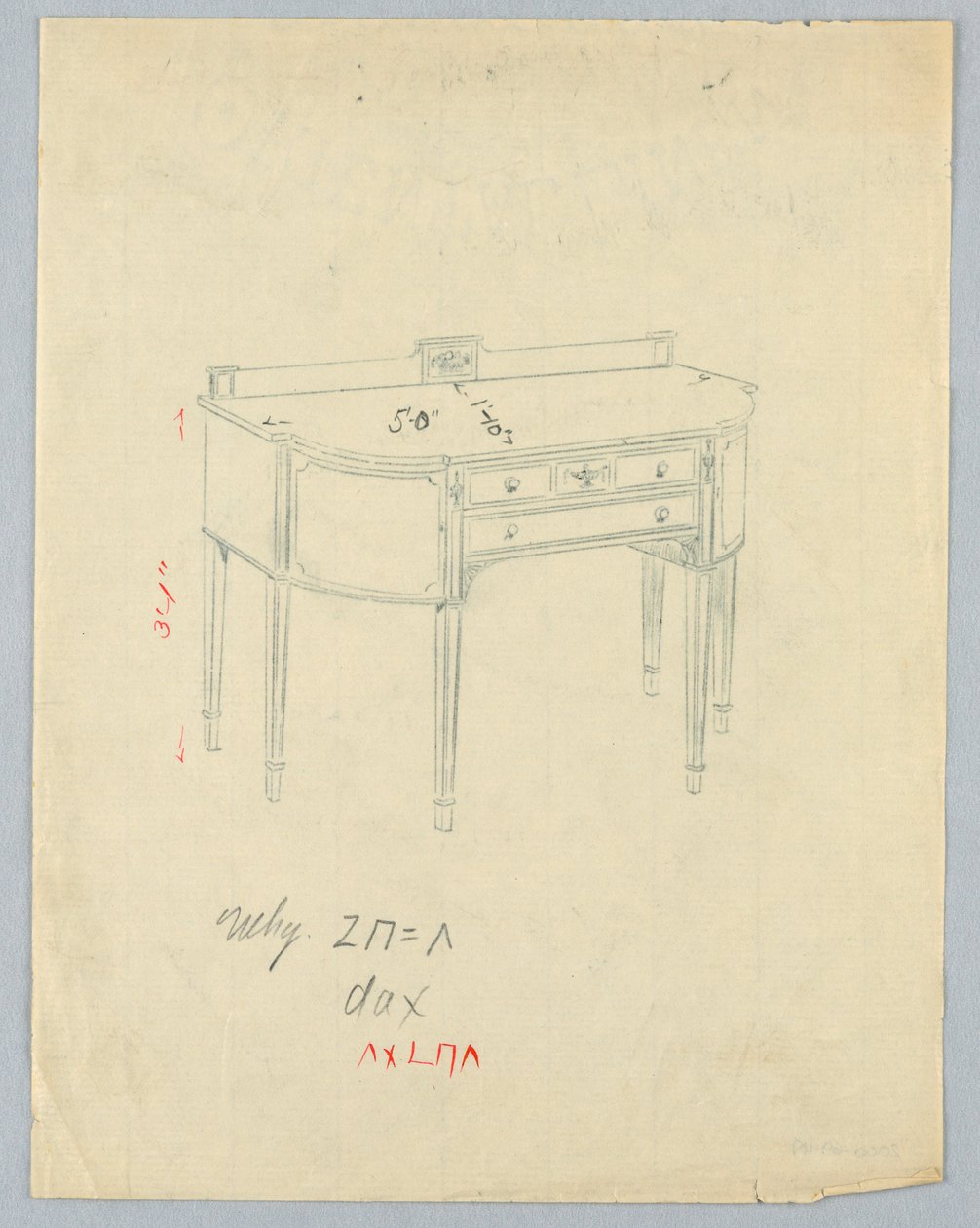 Conception pour buffet avec motifs de vase néo-classiques - A.N. Davenport Co.