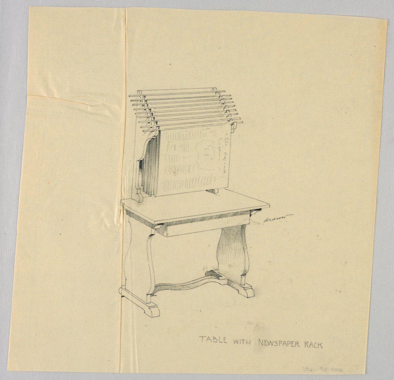 Conception pour Table avec Porte-Journaux Intégré - A.N. Davenport Co.