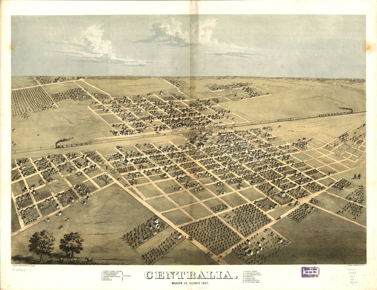 Centralia, Marion Co, Illinois 1867. LOC 73693347 - A.; Chicago Lithographing Co. Ruger