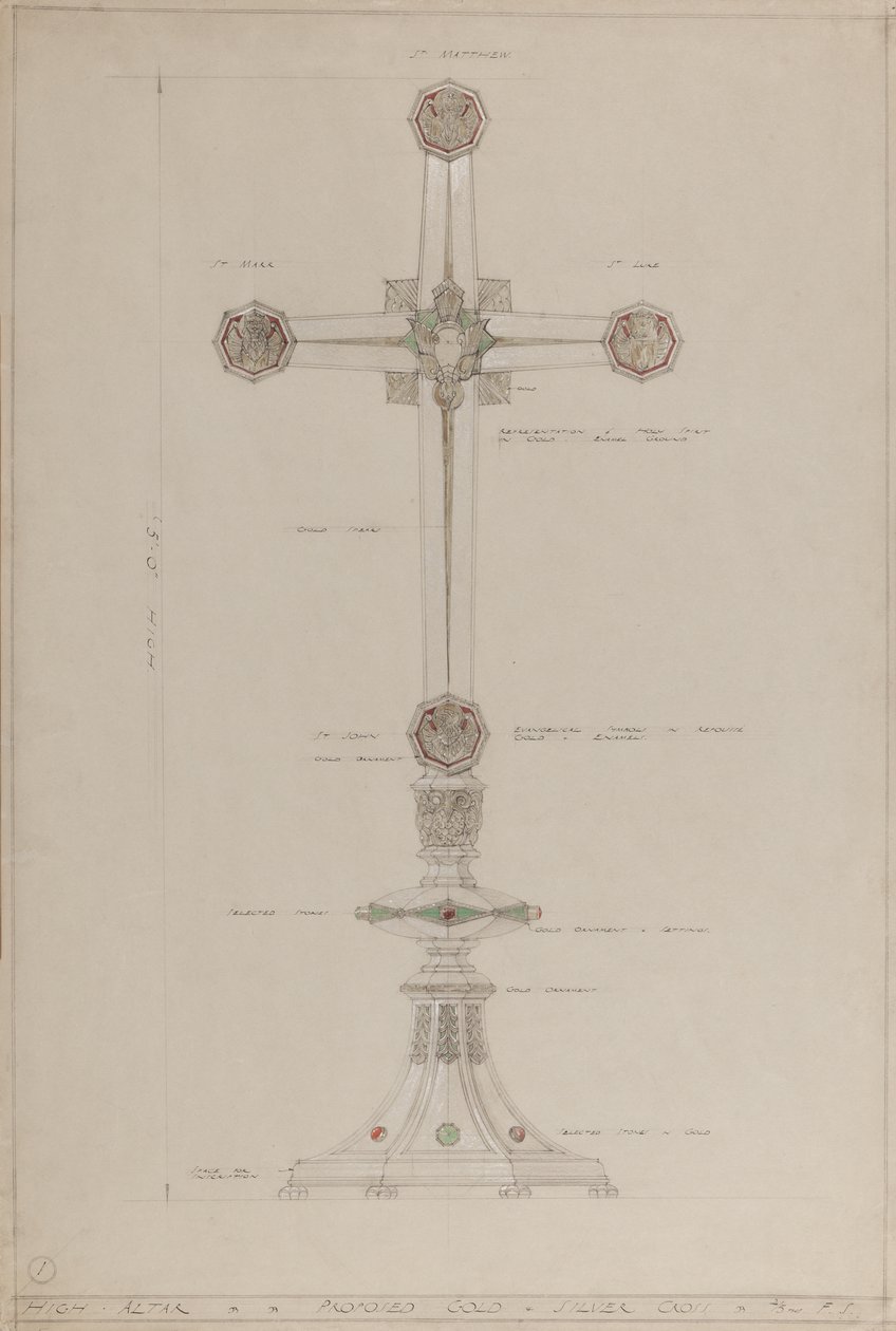 Haut Autel : croix en or et argent proposée, 5 pieds de haut - A. Edward Jones and Co.