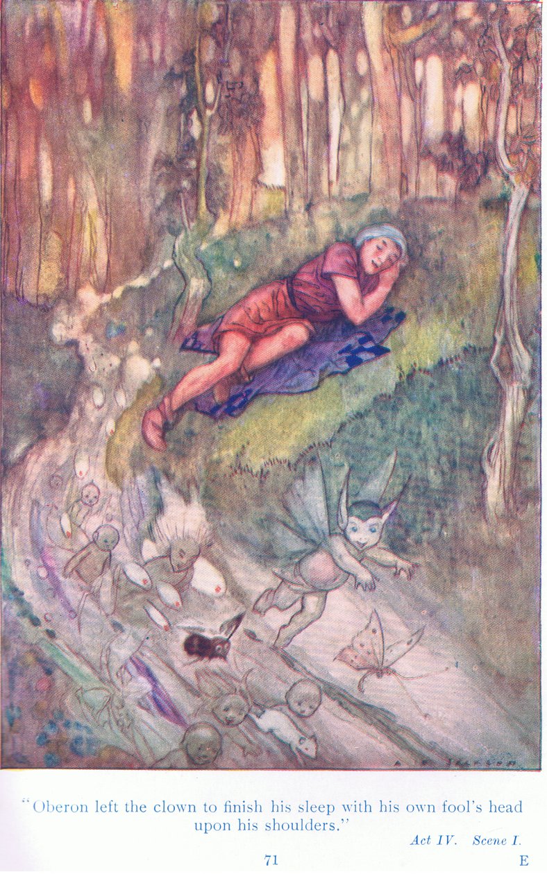 Oberon a laissé le clown finir son sommeil avec sa tête de fou sur ses épaules (Le Songe d