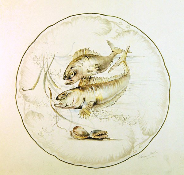 Conception de Wedgwood pour une assiette, vers 1880 - A. Proudlove