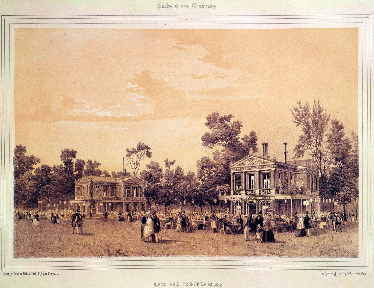 Vue du Café des Ambassadeurs sur les Champs-Élysées à Paris - A Provost