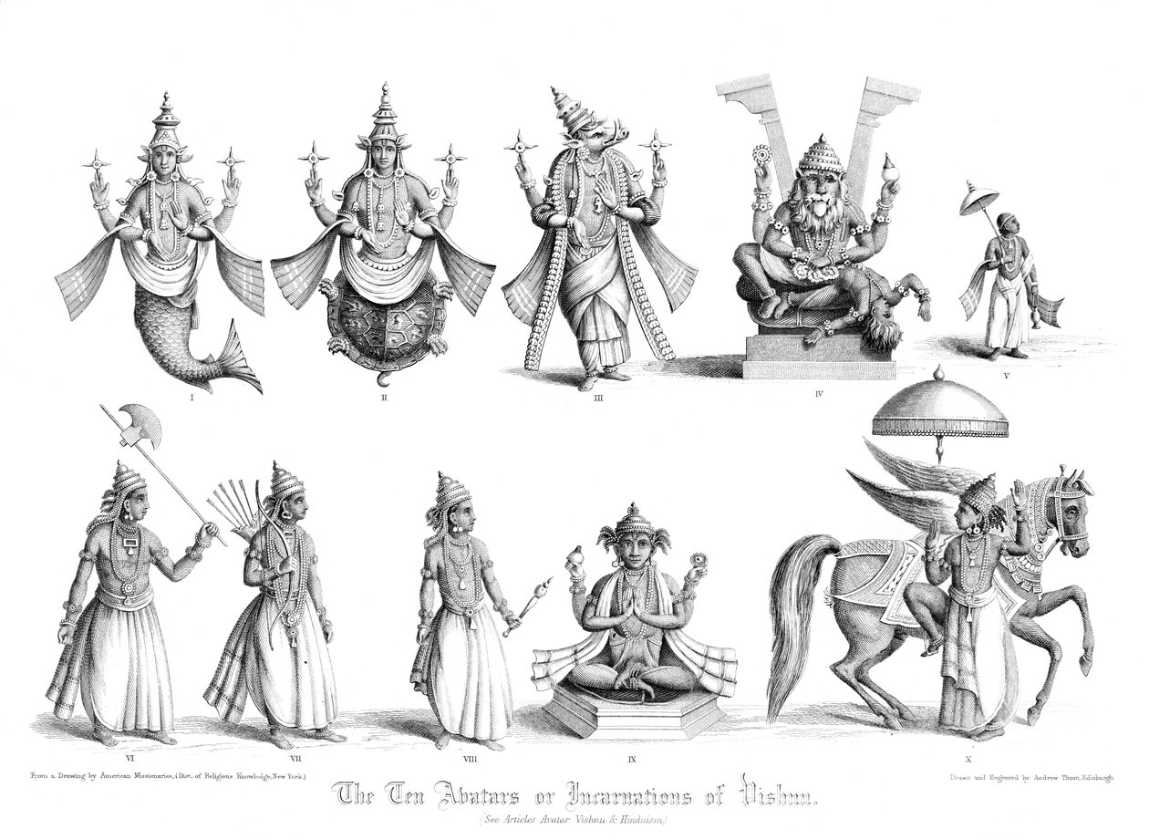 Les Dix Avatars ou Incarnations de Vishnu - A. Thom
