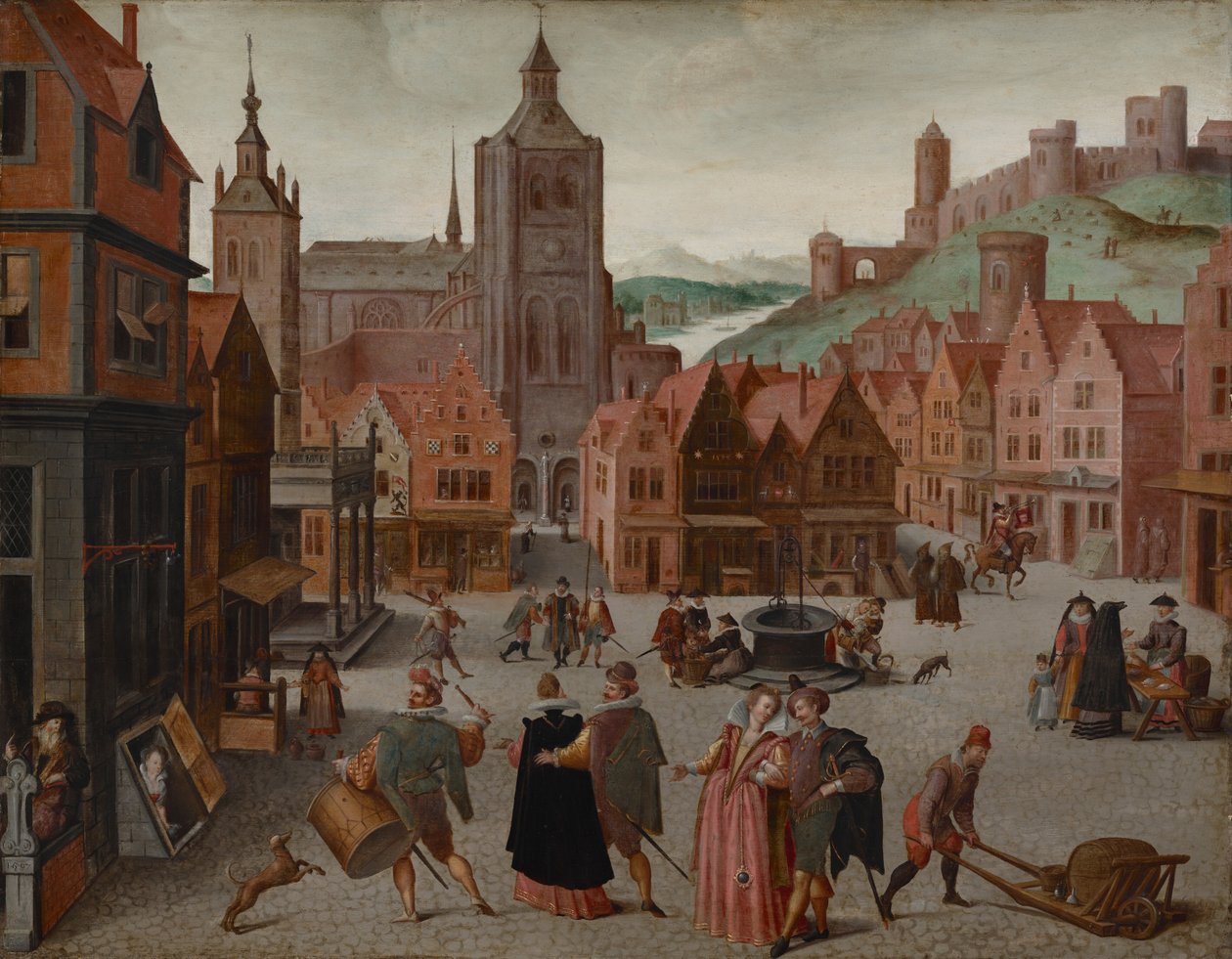La place du marché à Bergen op Zoom, probablement 1590 et 1597 (huile sur panneau) - Abel Grimmer