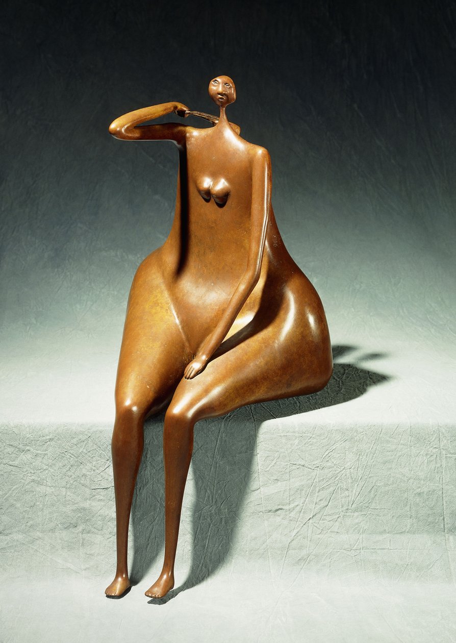 Femme assise avec une sacoche - Abigail Varela
