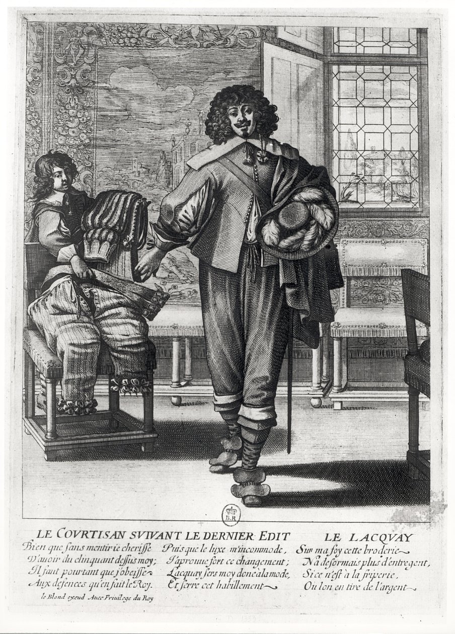 Courtisan suivant le dernier édit royal en 1633 et son laquais - Abraham Bosse