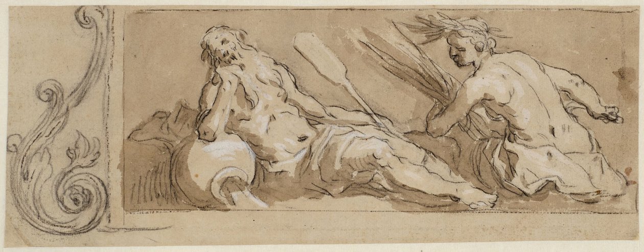 Un dieu fluvial et Cérès dans un cadre décoratif - Abraham Bloemaert