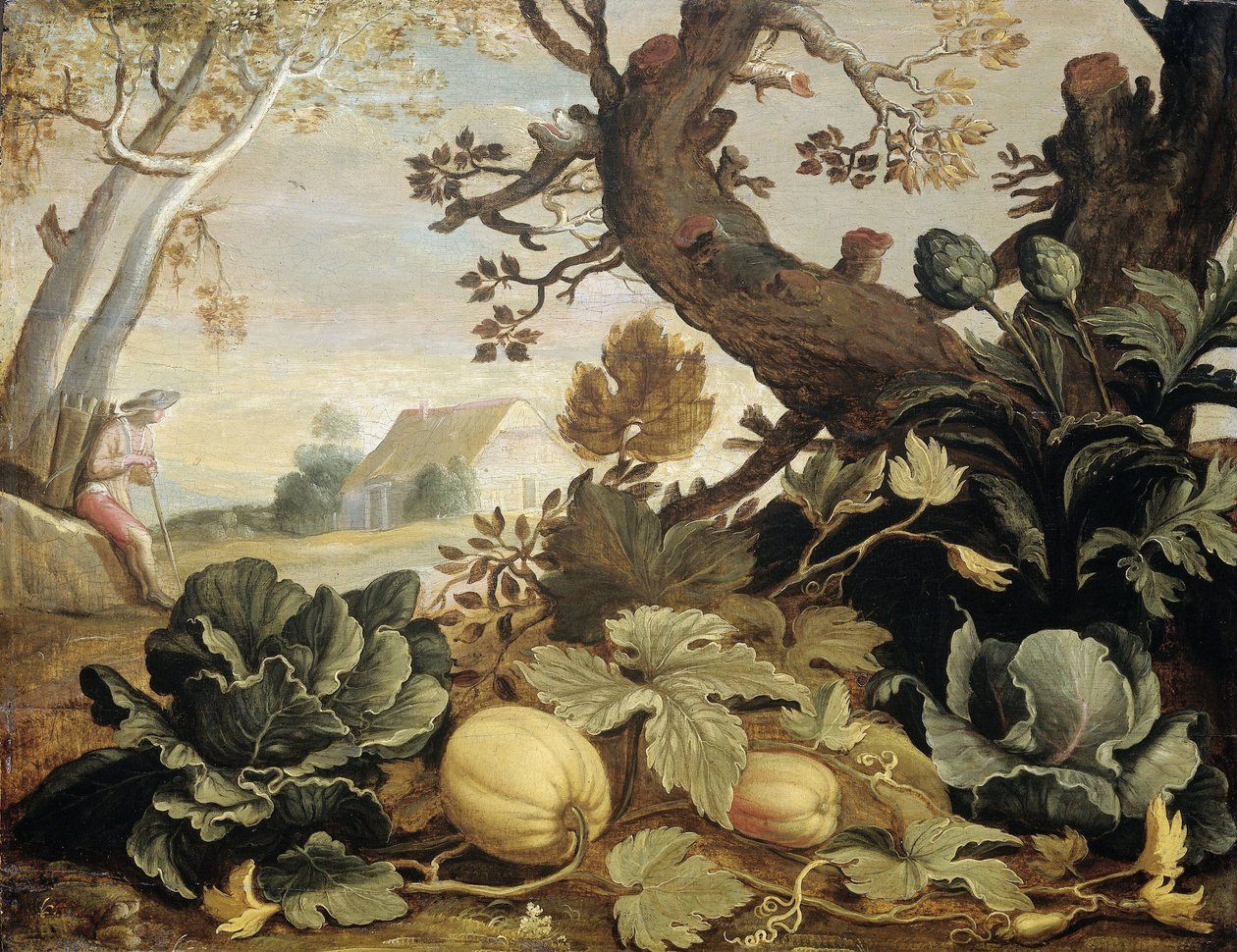 Paysage avec des fruits et légumes au premier plan - Abraham Bloemaert