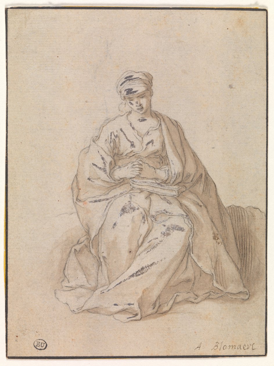 Marie, assise avec un livre - Abraham Bloemaert