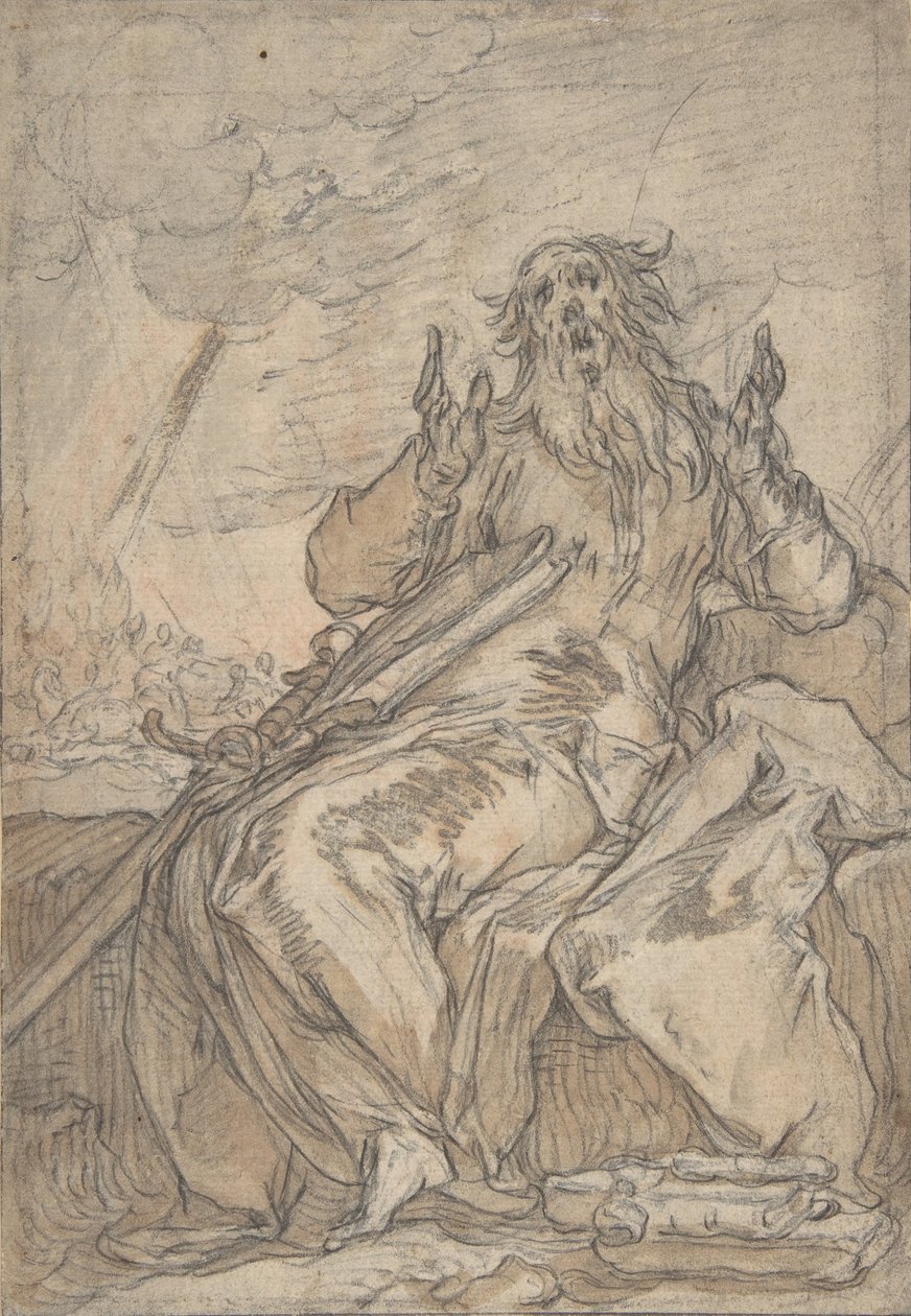 Saint Paul assis, avec sa conversion en arrière-plan - Abraham Bloemaert