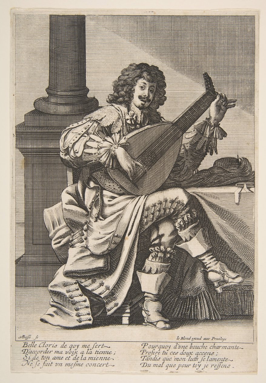 Homme chantant et jouant du luth - Abraham Bosse