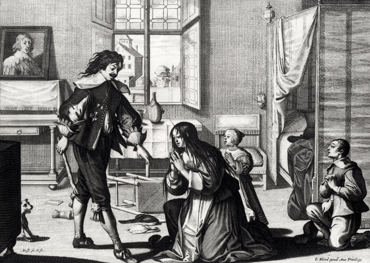 Le mari qui bat sa femme, gravé par Le Blond - Abraham Bosse