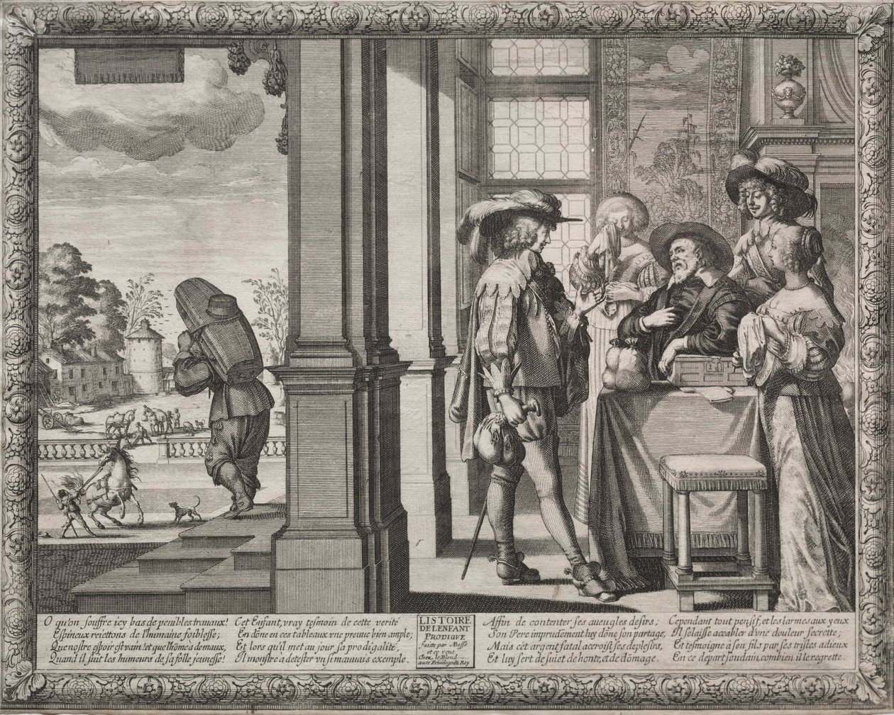 Le fils prodigue : le prodigue faisant ses adieux à ses parents - Abraham Bosse