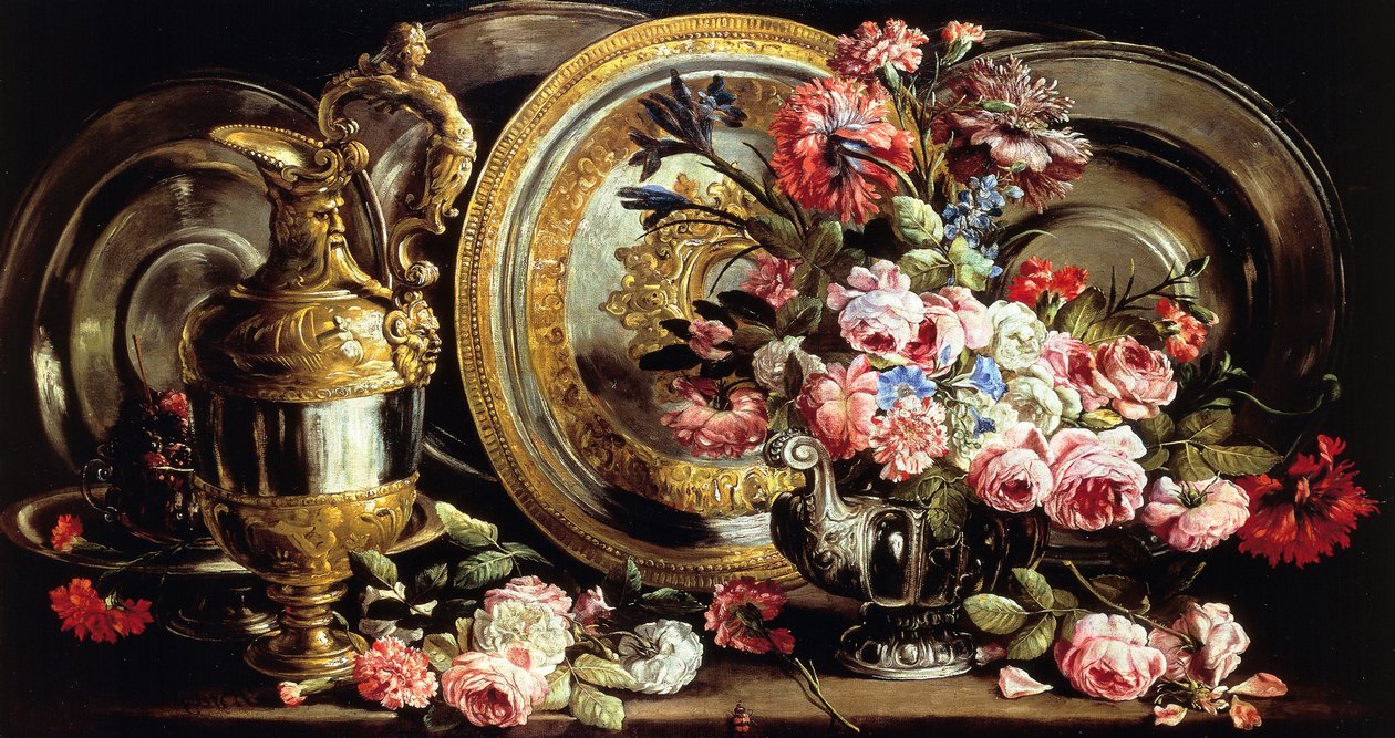 Nature morte avec argent et fleurs - Abraham Brueghel