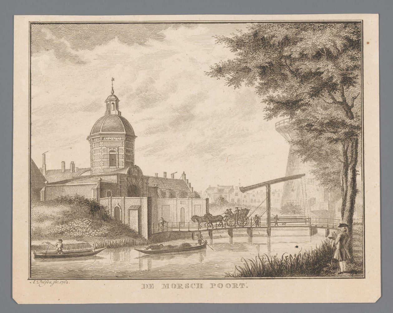 Vue sur la Morspoort à Leyde - Abraham Delfos